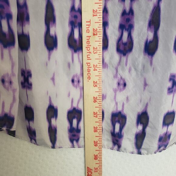 Velvet Brand Women’s 100% Silk Purple Printed Peasant Blouse Tunic Boho‎ Med - Picture 8 of 11